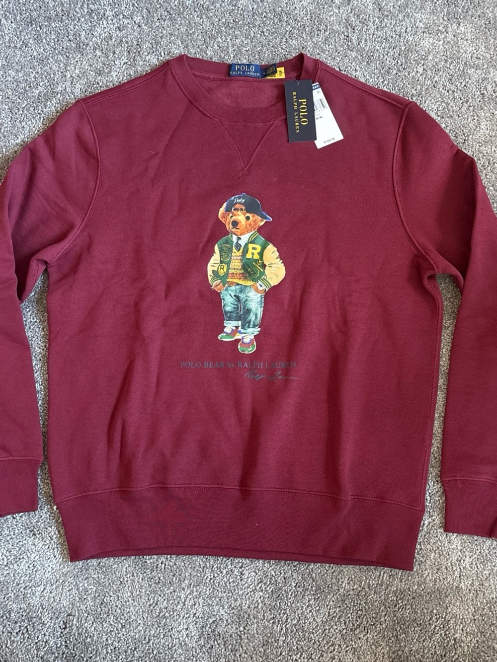 Polo Ralph Lauren Burgundy Polo Bear Crewneck Sweatshirt